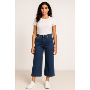 Judy Blue High Rise Wide Leg Crop Jeans Size 9 / 29 Dark Wash Denim